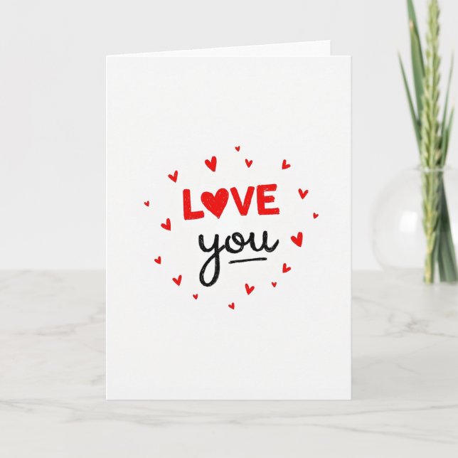 Love You Heart Simple Card Karte (Vorderseite)