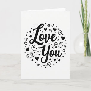 Love You Herzen Sterne Swirls Karte