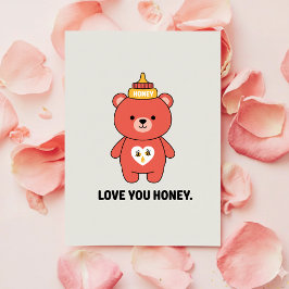 Love You Honey Cute Romantic Valentine Card Feiertagskarte