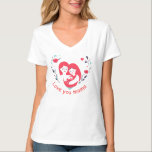 Love You Mama T‑Shirt — Heart Mother & Daughter De T-Shirt<br><div class="desc">A white women's t‑shirt featuring a heart-shaped illustration of a mother and daughter and the phrase "Love You Mama." Soft and comfortable—an ideal gift for Mother's Day, birthdays, or any occasion to show appreciation.</div>