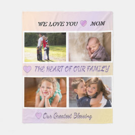 Love You Mom - 4 Photo Pastel Tribute Keepsake Fleecedecke