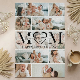 Love You Mom Heart Photo Collage Mother's Day Puzzle