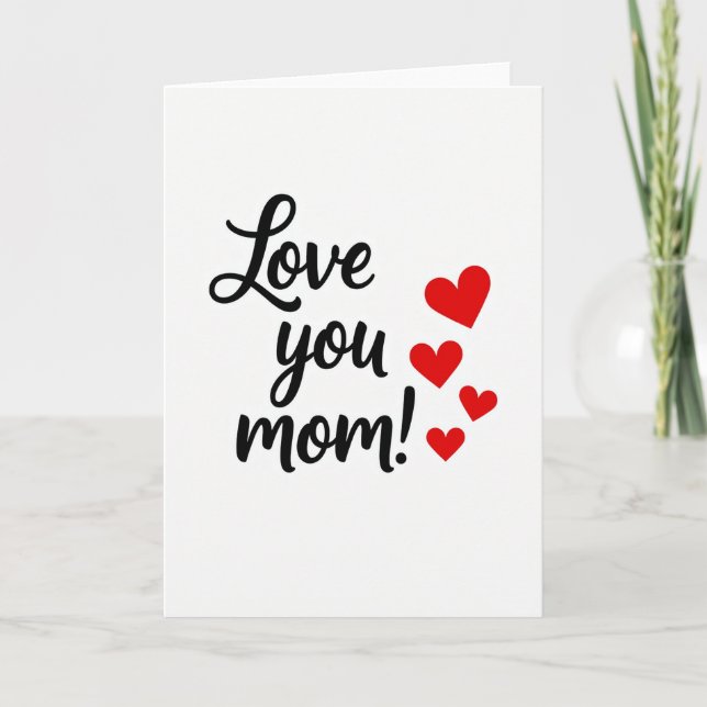 Love You Mom Hearts Card Karte (Vorderseite)