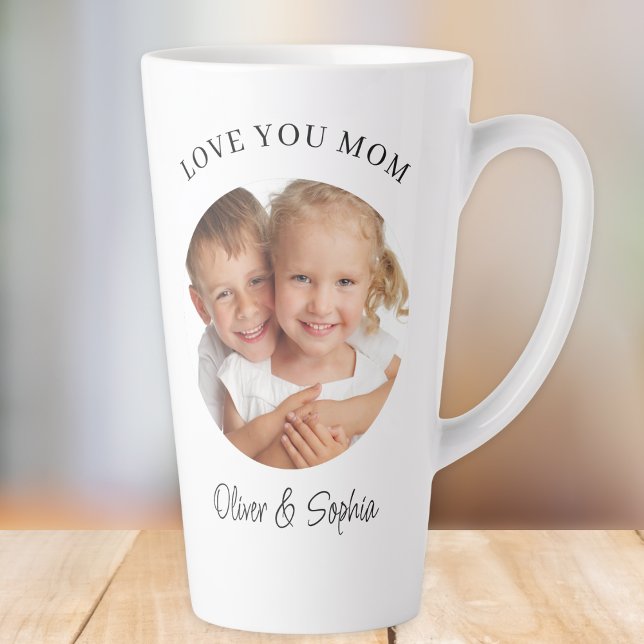 Love You Mom Modern Photo Mother's Day Milchtasse (Von Creator hochgeladen)