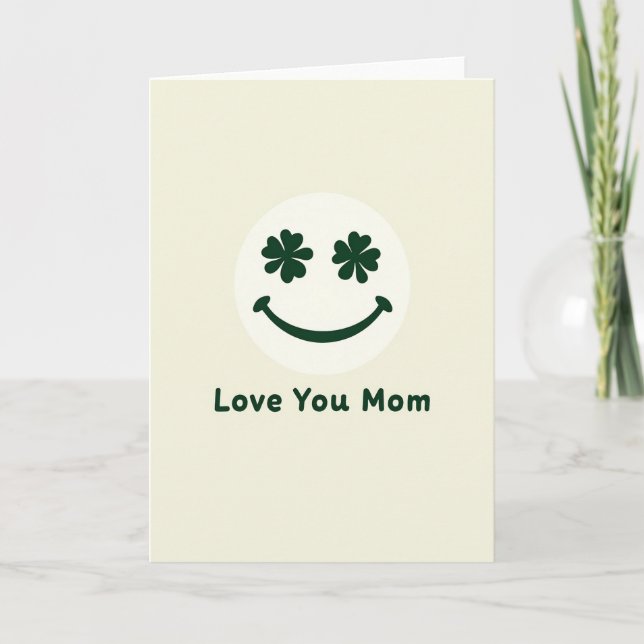 Love You Mom Smiling Face Card Karte (Vorderseite)
