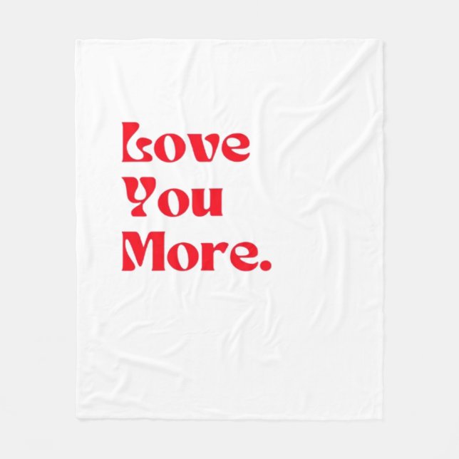 Love You More Bold Red Romantic Typography  Fleecedecke (Vorderseite)