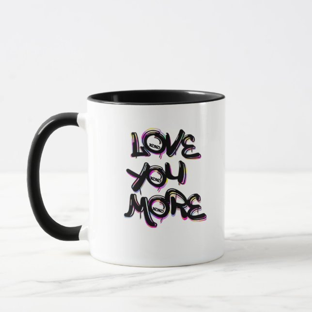 Love You More Clean Modern Design  Tasse (Links)