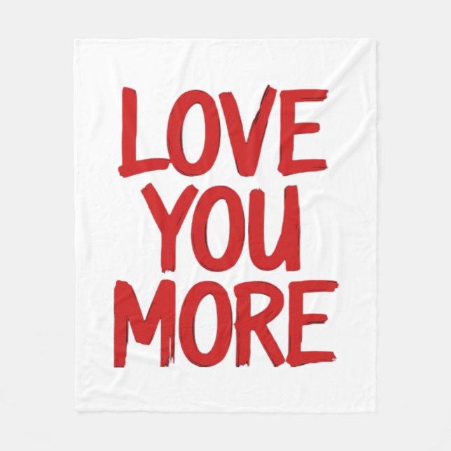 Love You More Minimal Heartfelt Design  Fleecedecke (Vorderseite)