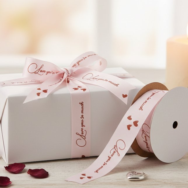 Love You So Much Romantic Heart Pattern Gift Wrapp Satinband (Von Creator hochgeladen)
