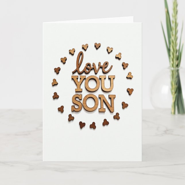Love You Son Wooden Letter Card Karte (Vorderseite)