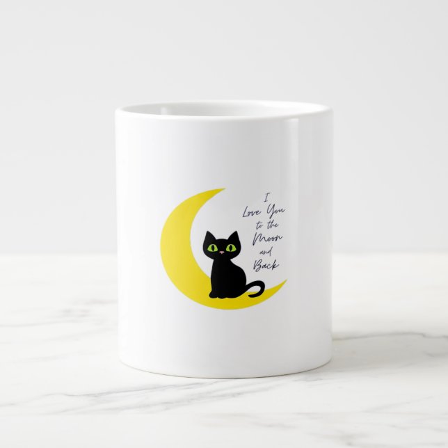 Love You To The Moon And Back Black Cat Lover Whim Jumbo-Tasse (Vorderseite)
