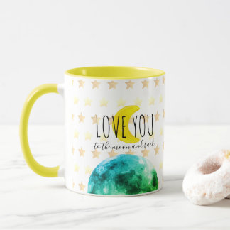 "Love You to the Moon and Back" Erde, Mond, Sterne Tasse
