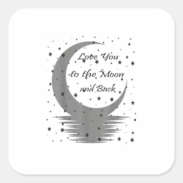Love You To The Moon And Back Heartfelt Minimal De Quadratischer Aufkleber (Vorderseite)