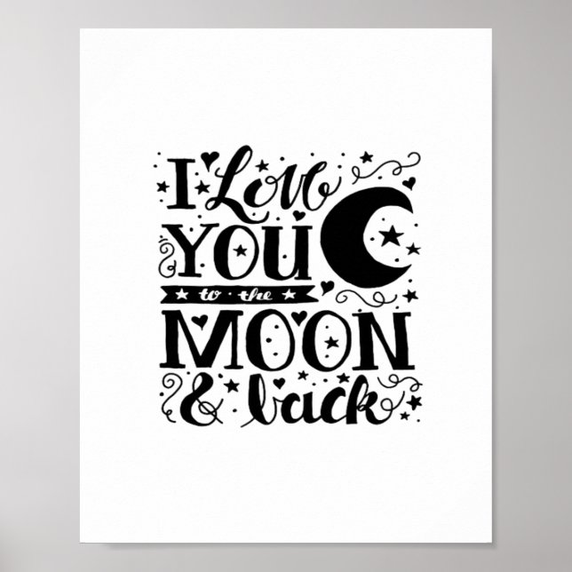 Love You To The Moon And Back Minimal Aesthetic De Poster (Vorne)
