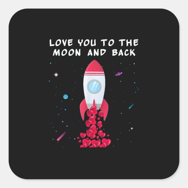 Love You To The Moon And Back Valentine Style  Quadratischer Aufkleber (Vorderseite)