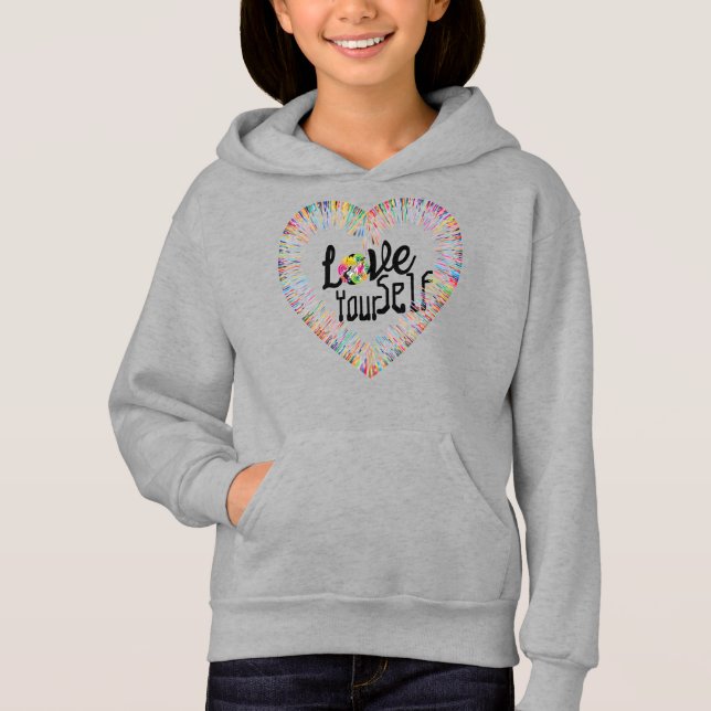 „Love Yourself“ Mädchen Pullover Hoodie (Vorderseite)