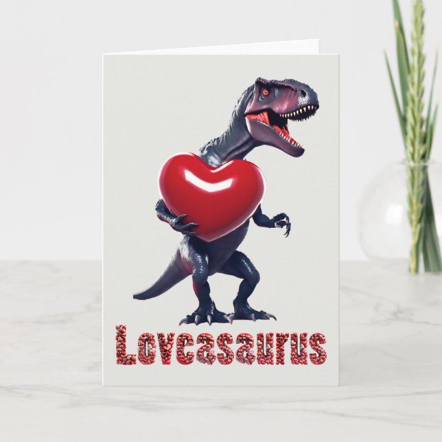 Loveasaurus Valentine-Tageskarte Dankeskarte (Vorderseite)