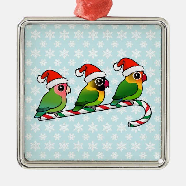 Lovebird Candy Cane Ornament Aus Metall (Vorne)