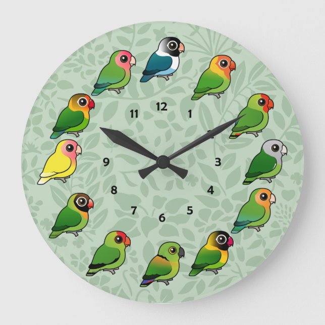 Lovebird Clock Große Wanduhr (Vorderseite)