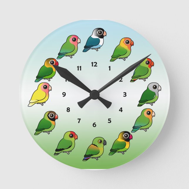 Lovebird Clock Runde Wanduhr (Vorderseite)
