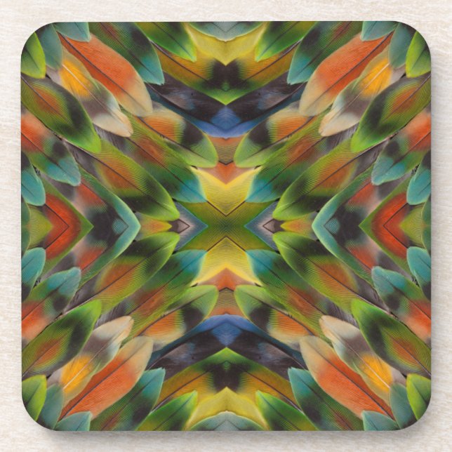 Lovebird Fether Kaleidoskop Untersetzer (Vorderseite)