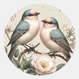 LoveBird Floral Runde Verlobungsfeier Aufkleber