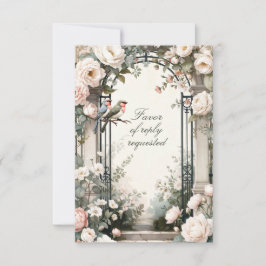 LoveBird Floral Verlobungsfeier Antwortkarte RSVP Karte