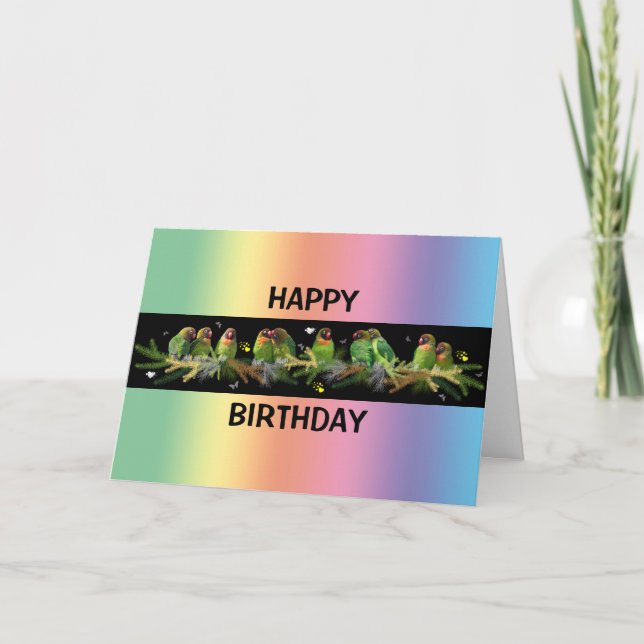 Lovebird Rainbow Card (Geburtstag) Karte (Vorderseite)