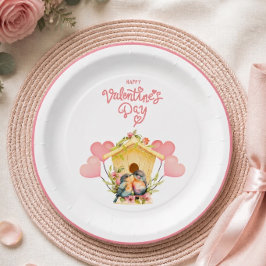 Lovebird Valentine's Day Paper Plate Pappteller