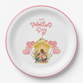 Lovebird Valentine's Day Paper Plate Pappteller