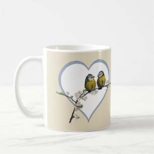 Lovebirds auf Kirschblütenbeige Kaffeetasse