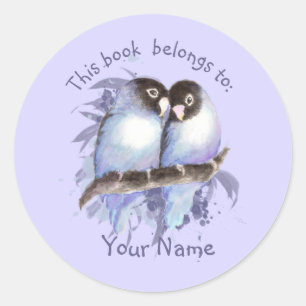Lovebirds Bird Dieses Buch gehört Buchzeichen Runder Aufkleber
