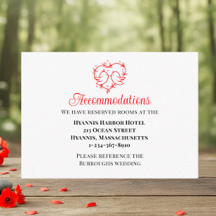 Lovebirds Boho Rotes Herz Hochzeitsunterkünfte Begleitkarte