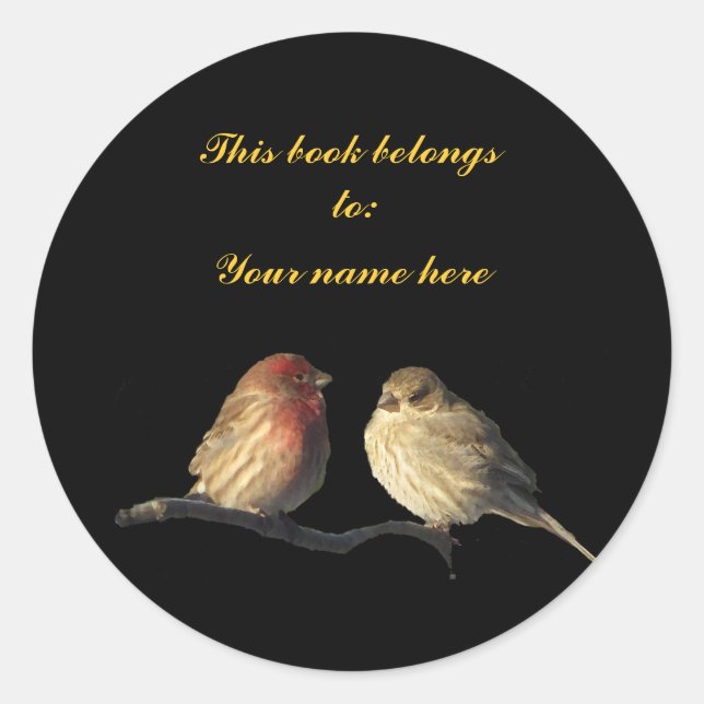 Lovebirds Buchzeichen Runder Aufkleber (Vorderseite)