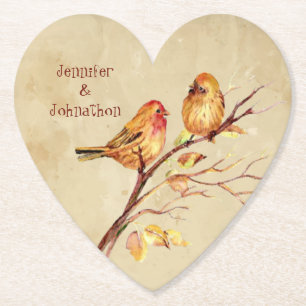 Lovebirds Couple Individuellen Namens Wassercolor Untersetzer