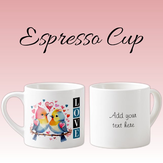 Lovebirds custom text blue espressotasse (Von Creator hochgeladen)