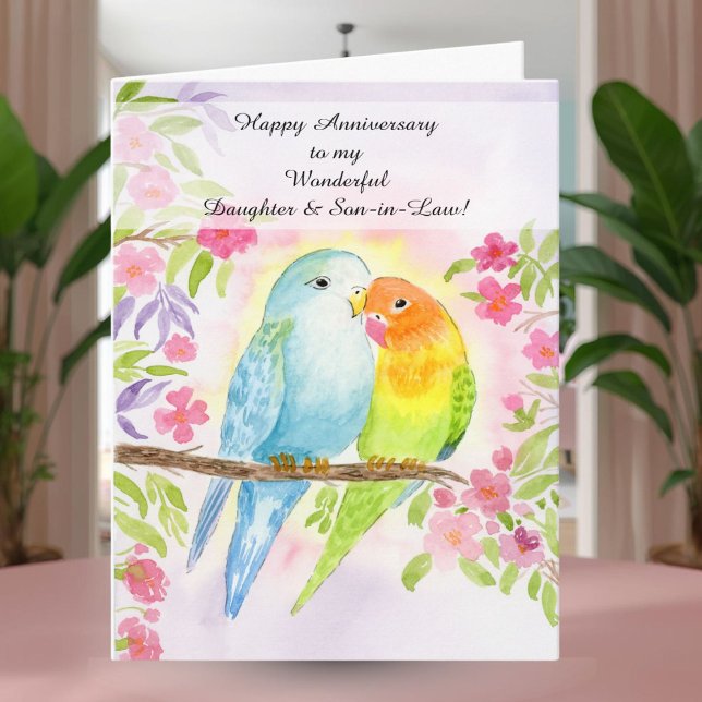 Lovebirds Daughter & Son in Law Happy Anniversary  Karte (Von Creator hochgeladen)