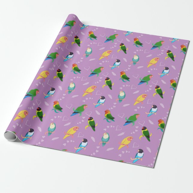 Lovebirds des Rainbow Colors Pattern Geschenkpapier (Ungerollt)