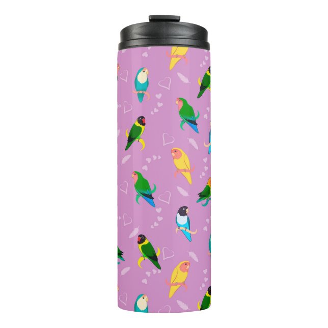 Lovebirds des Rainbow Colors Pattern Thermosbecher (Vorderseite)