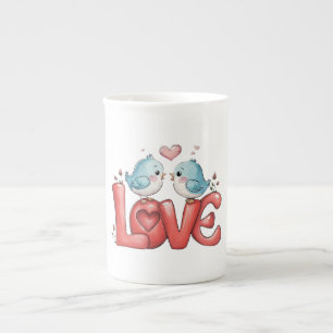 Lovebirds Ein bisschen Liebe Zwei Herzen, ein Lied Prozellantasse