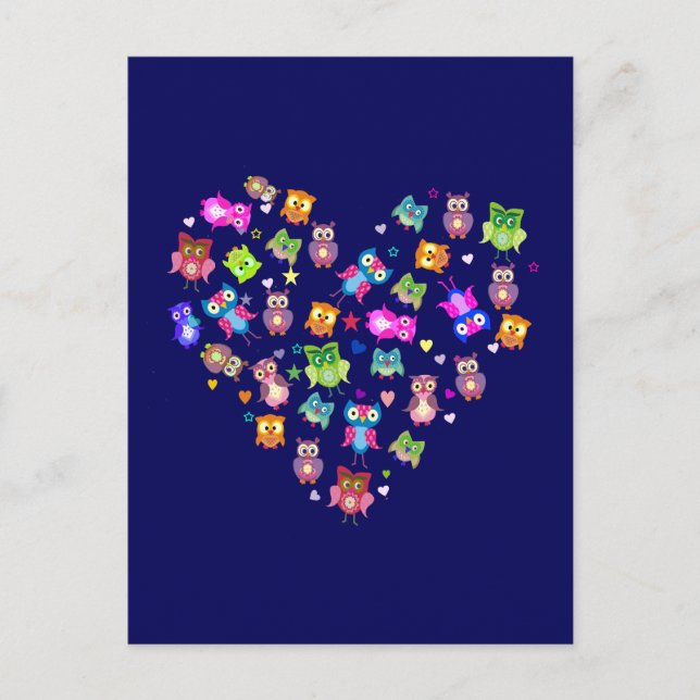 Lovebirds - Eulen Postkarte (Vorderseite)