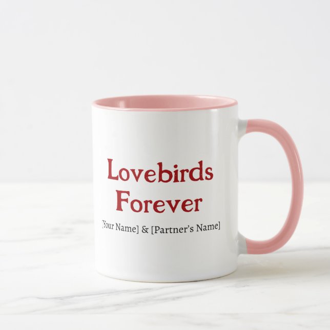 Lovebirds Forever Personalized Couple Coffee Mug Tasse (Rechts)