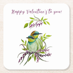 Lovebirds für den Valentinstag Rechteckiger Pappuntersetzer