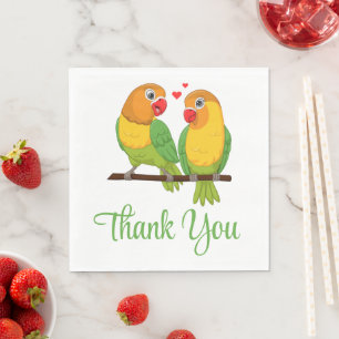 Lovebirds Green Love Birds Danke Hochzeit Serviette