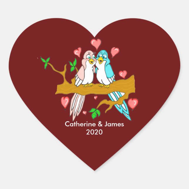 Lovebirds Herz-Aufkleber (Vorderseite)
