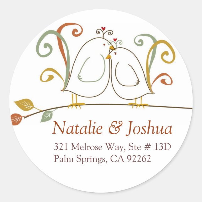 Lovebirds im Herbst Runder Aufkleber (Vorderseite)