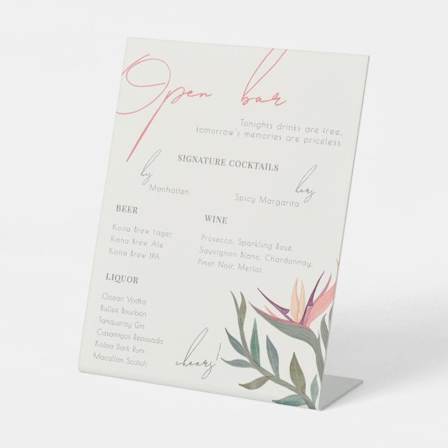 Lovebirds im Paradies Bar Pedestal Sockelschild (Vorderseite)