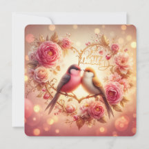 Lovebirds in Bloom - Romantische Valentintagskarte