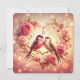 Lovebirds in Bloom - Romantische Valentintagskarte Feiertagskarte