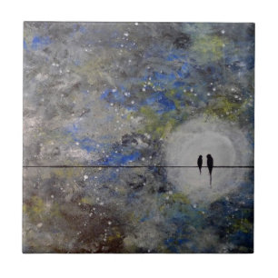 Lovebirds in einem Sturm Fliese